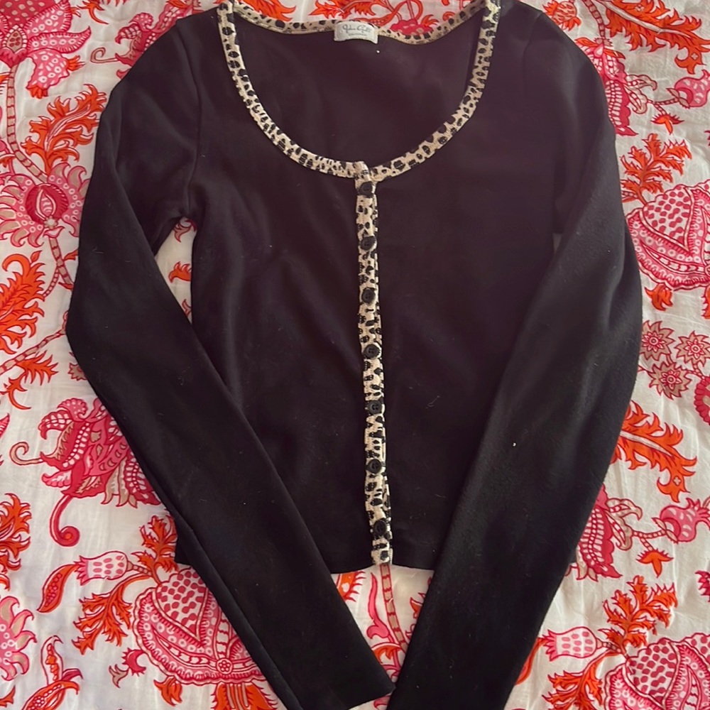 JOHN GALT BLACK + CHEETAH PRINT LONGSLEEVE